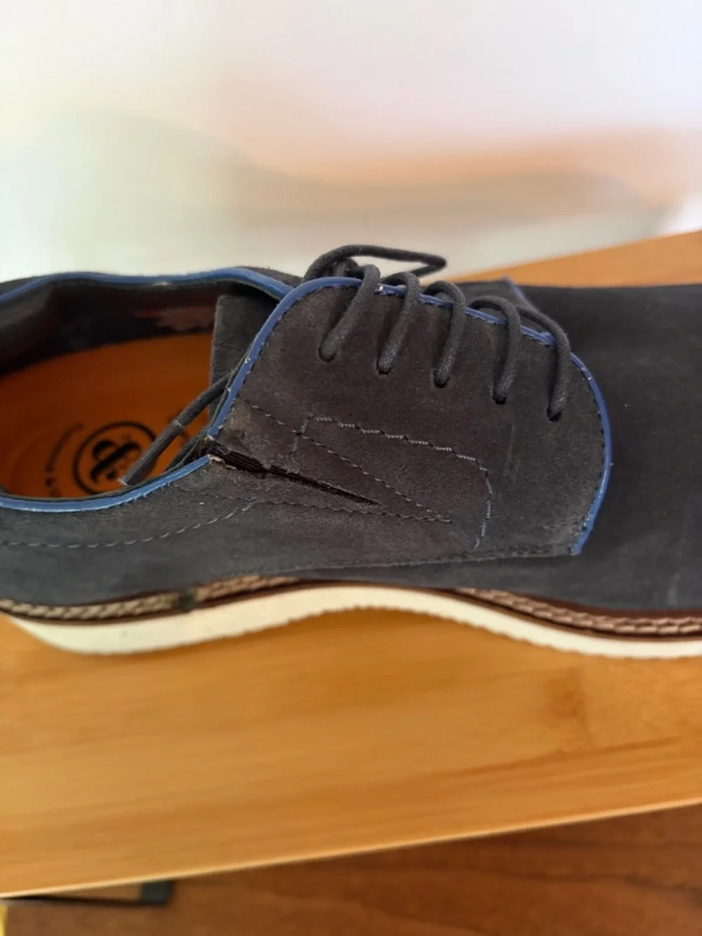 Thomas & Vine Men’s 10.5 Seneca Plain Toe Navy Suede Oxford Shoes. Comfort Foam